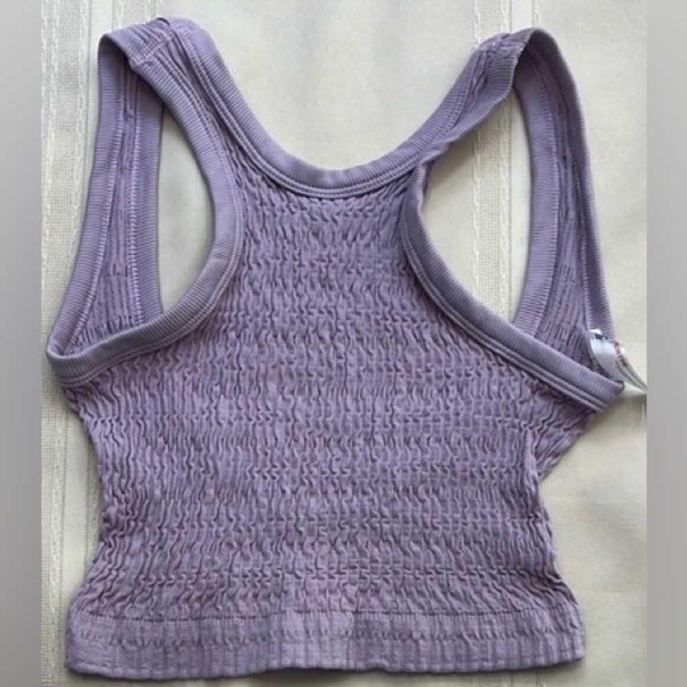 FP Movement by Free People Lilac Smocked Racerback Tank